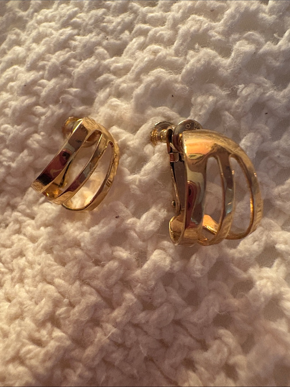Napier Gold Multi-Band Clip-On Earrings